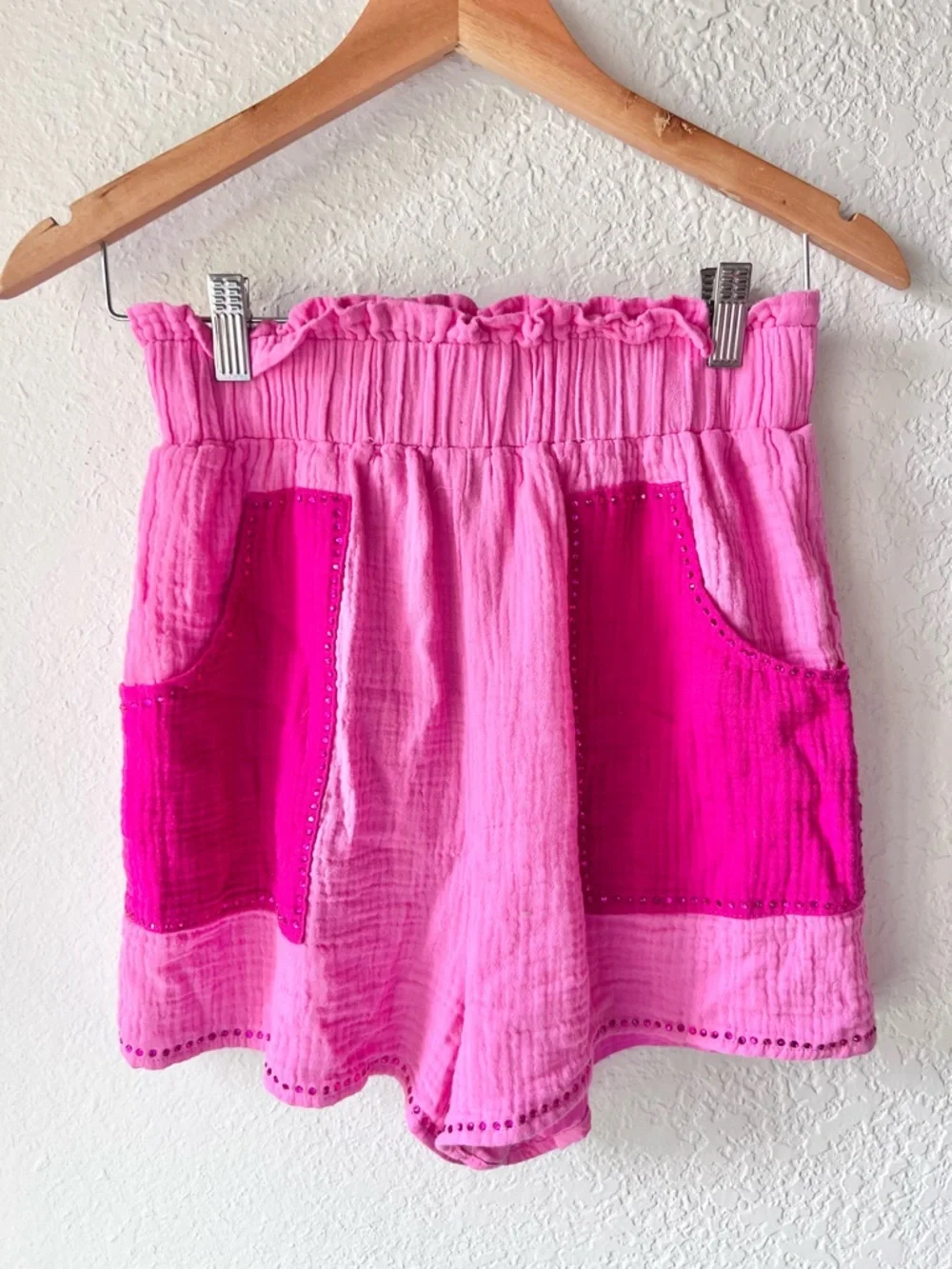 Peach Love Boutique Pink Rhinestone Color Block Matching Set Sz S